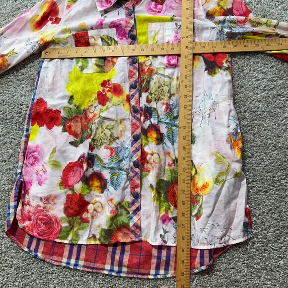 John Mark Womens Medium Floral Button-Up Shirt With Plaid Accents - Picture 10 of 12
